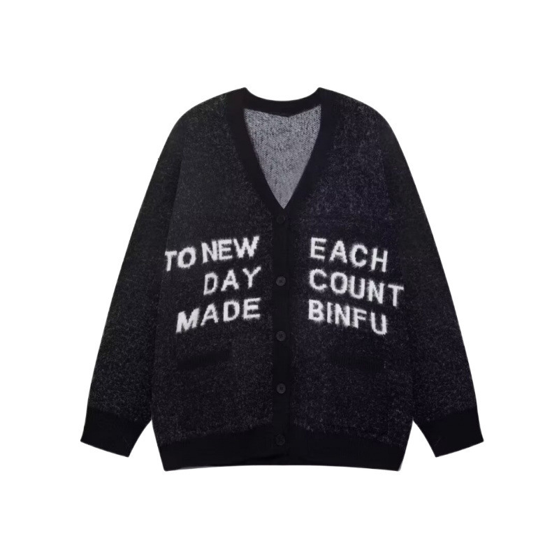 Men Clothing Harajuku Letter V Neck Knitwear Mens Pullovers Sweaters Creative Stripes Womens Knitted Streetwear Maiden 241224