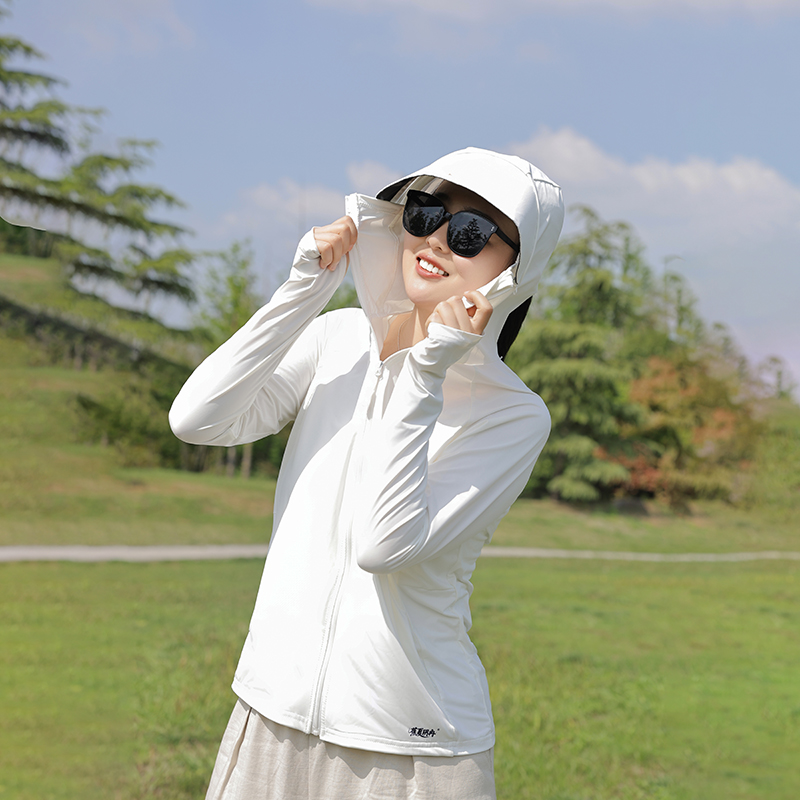 Wholesale customized breathable full zipper sun protection hooded sweatshirt, suitable for women's outdoor hiking and running sun protection clot