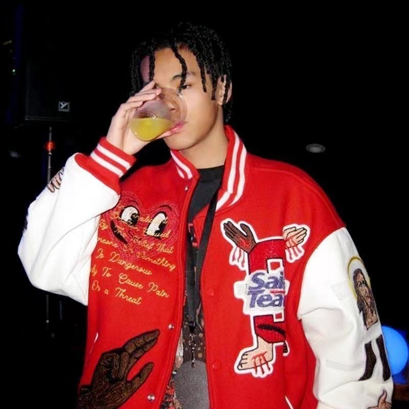 Y2k streetwear loose letter oversized jacket mens fashionable gothic embroidery pattern Harajuku button baseball 251114