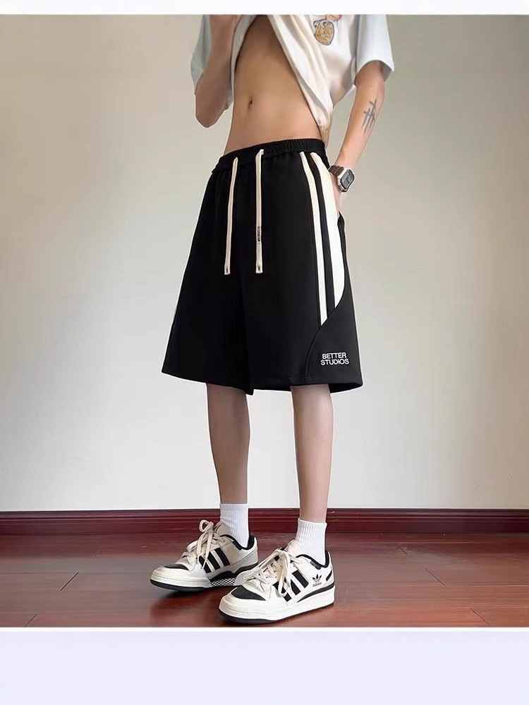 American Embroidered Striped Shorts, Summer Loose Versatile Sports 5-inch Pants, Trendy Casual Bottoms