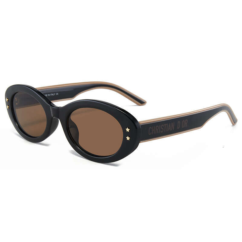 Designer D-Style Retro Oval Sunglasses Rice Stud Flat Lens UV400 Unisex Eyewear