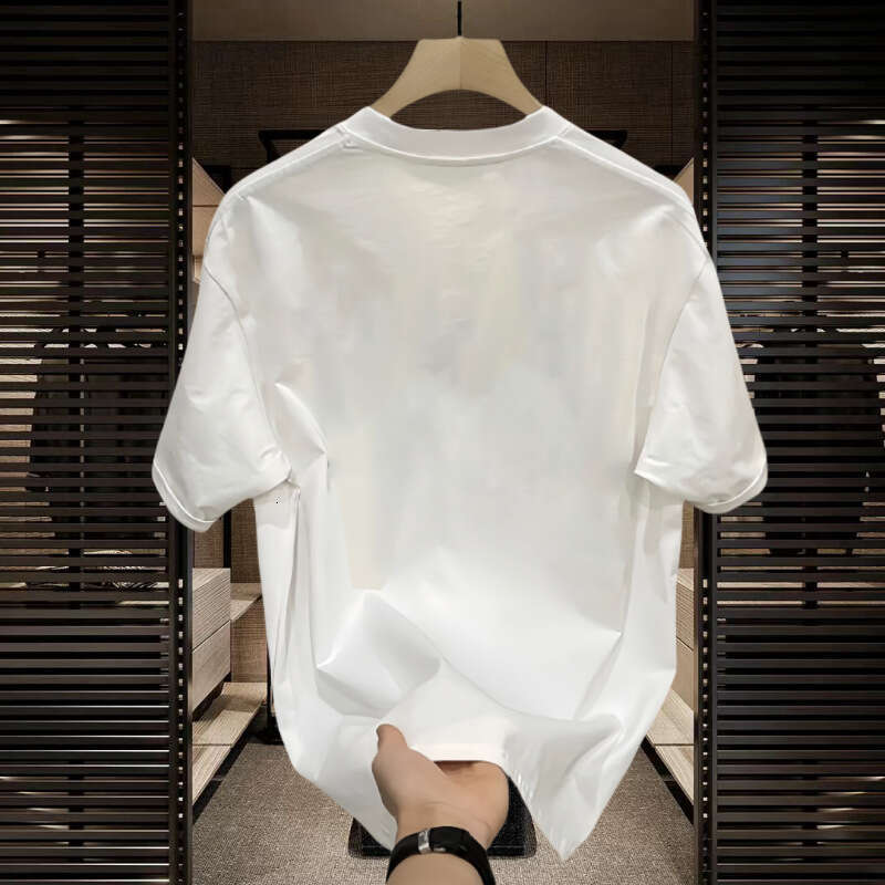 Designer 2026 260g Heavy Weight Double Yarn Combed Short-sleeve T-shirt For Men, Summer Cool Luxury Feel, Loose Fit, Round Neck, Trendy Brand, Versati