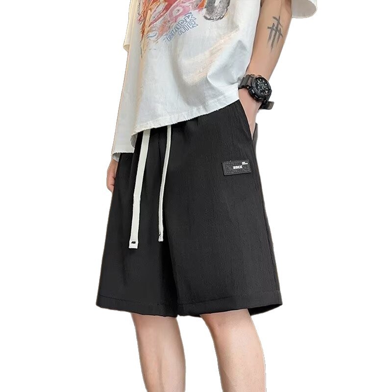 Men's Ice Silk Shorts, 2026 Summer Thin American High Street Loose Quick-Dry Sports Beach 5 Inch Shorts, Outdoor Wear