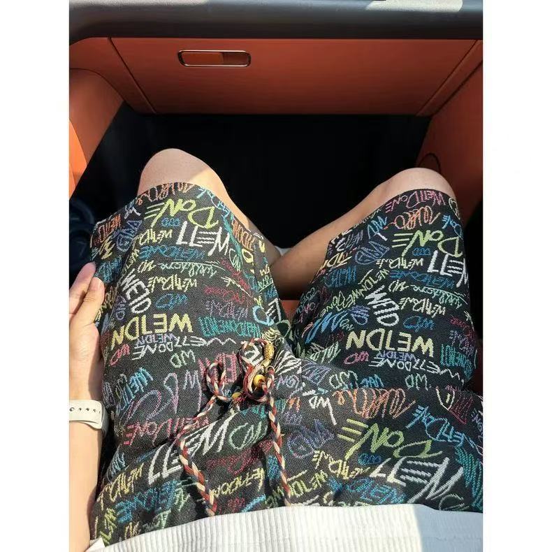 Men's Printed Ice Silk Beach Shorts, Thin Plus Size Casual 5 Inch Pants, Quick Dry Trousers for Drifting, European & American Style