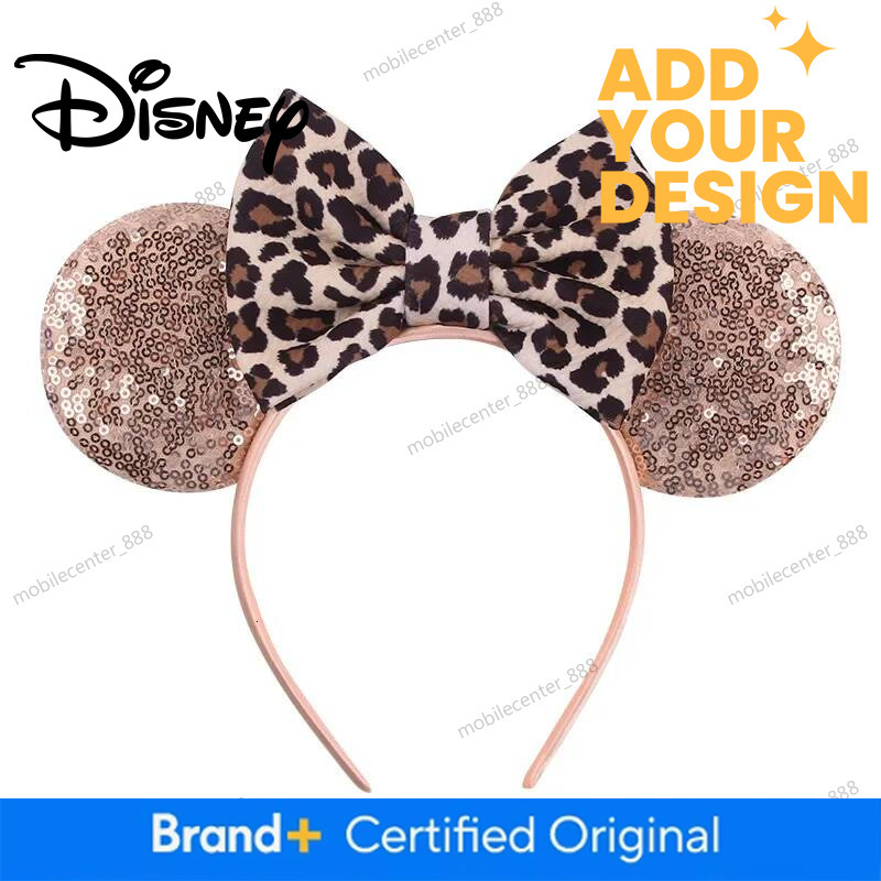 Designer Disney Disney Leopard Print Headband Mickey Mouse Ears Headbands For Girls Kid Women Party Sequins Bow Hair Accessories Adult Hairbands Luxur