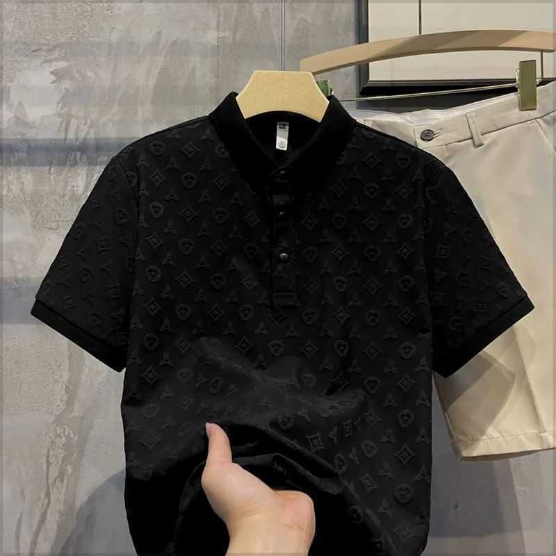 Versatile Jacquard Polo Shirt for Men Short Sleeve Ultra-thin Summer New Fashionable Stylish Solid Color Trendy Casual Shirt Top