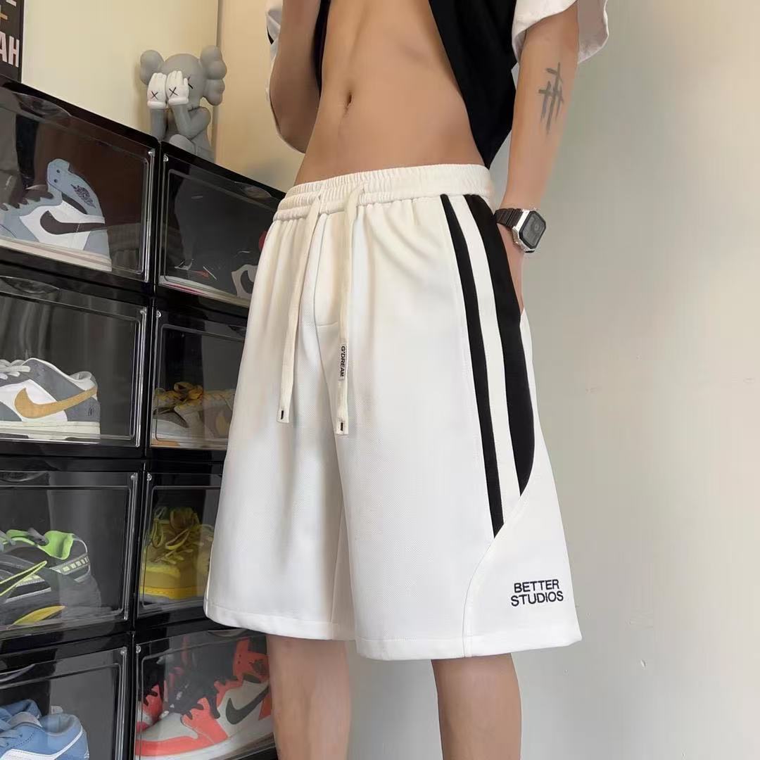 American Embroidered Striped Shorts, Summer Loose Versatile Sports 5-inch Pants, Trendy Casual Bottoms