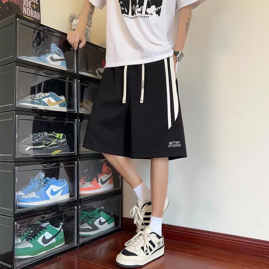 American Embroidered Striped Shorts, Summer Loose Versatile Sports 5-inch Pants, Trendy Casual Bottoms