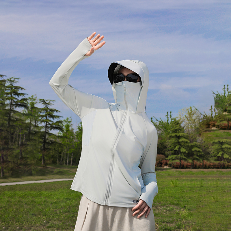 Wholesale customized breathable full zipper sun protection hooded sweatshirt, suitable for women's outdoor hiking and running sun protection clot