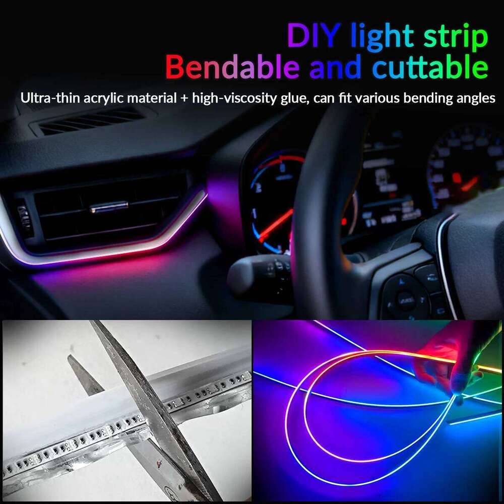 18 in 1 RGB Ambient Kit 64 Color Music APP Dynamic Streamer LED Hidden Acrylic Neon Strip Car Interior Light