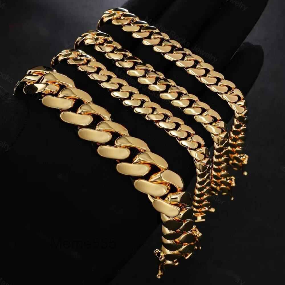 20mm 18mm Cuban Chain 10k 14k 18k 24k Real Gold Filled Custom Moissanite Clasp Plain Miami Hip Hop Cuban Link Chain