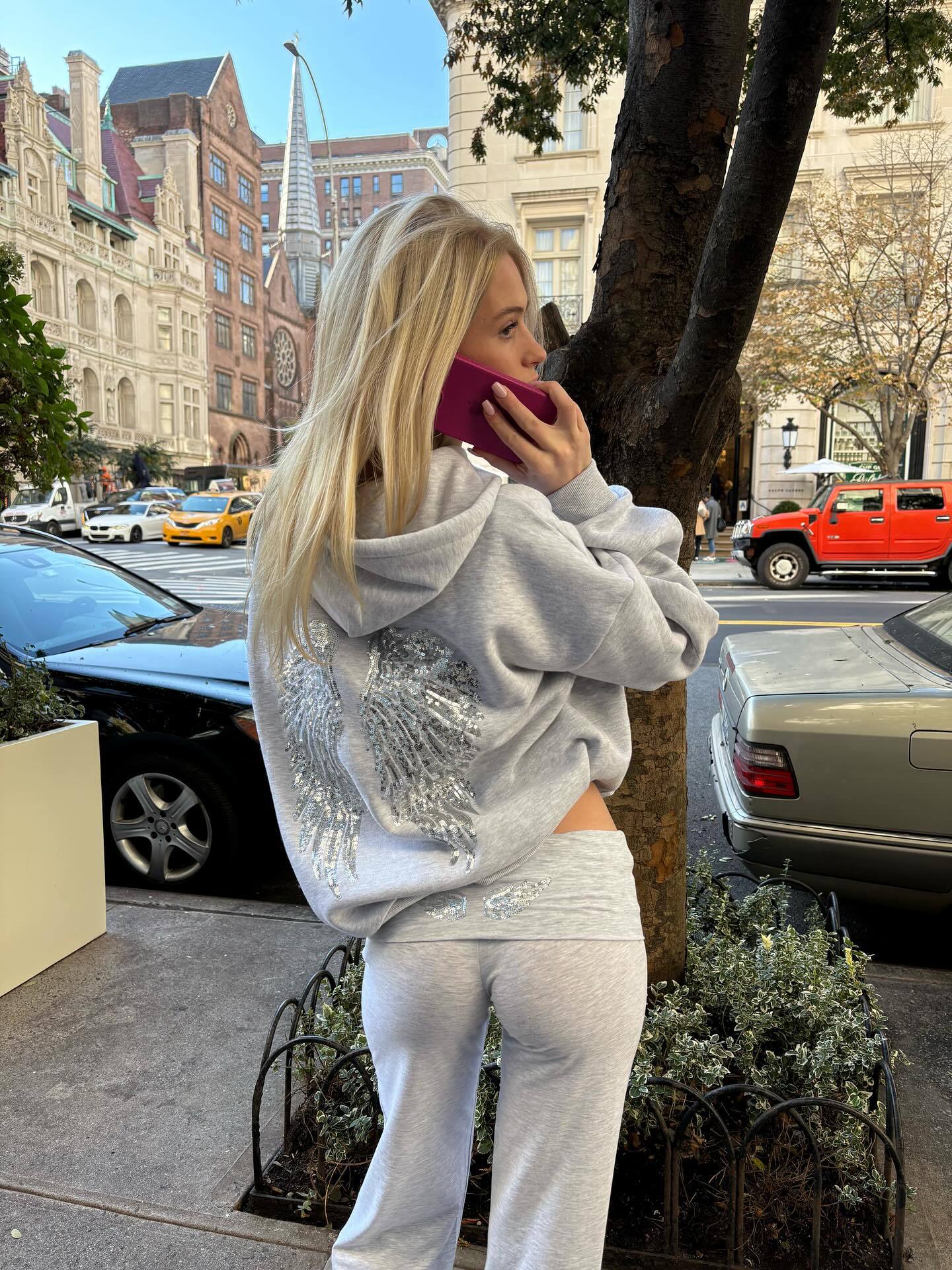 Women's Hoodies Trendy Elegant Casual Pullover Autumn Easy Match Sequin Wing Print Hoodie Tops Lady Loose Commuter Office Clothes