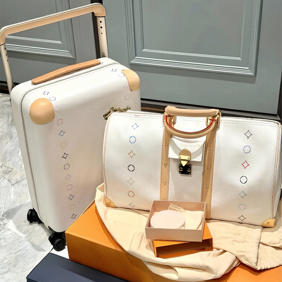 Luggage Suitcase Genuine Leather Carry On Travel Designer Suitcase for Men Women Bag Large Capacity Suitcase wheels Flower Design Unisex Leisure