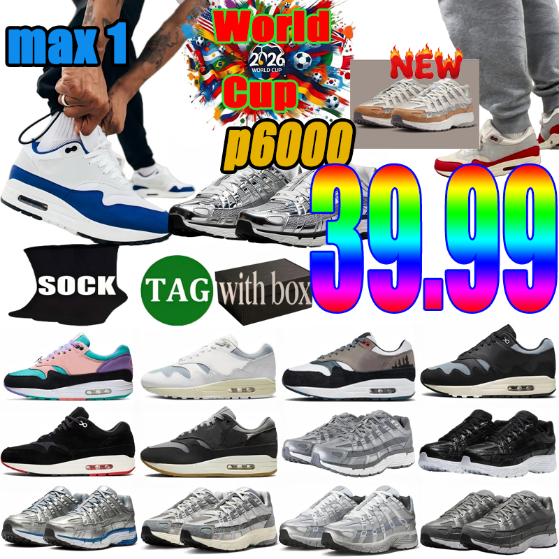 Designer 1s OG p6000 87 Running Shoes p6000s Men Women University Red blue Triple white black white Outdoor sport Trainers Express Shipping size 36-45