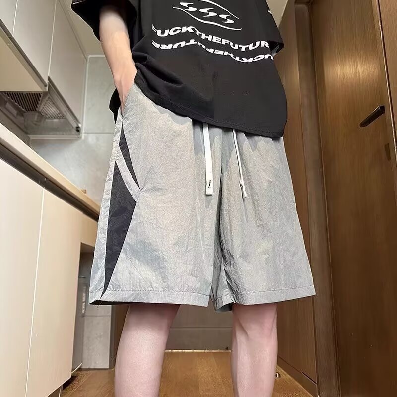 Men's Summer Casual Shorts, Ice Silk Breathable Quick-Drying Thin Loose Streetwear Sports Running Beach 5 Inch Shorts