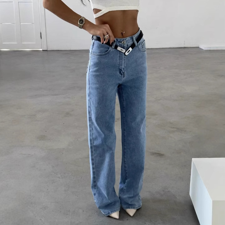 High Waisted Jeans Woman Street Hip Hop Vintage Washed Baggy Jeans Women Clothing Casual Wide Leg Versatile Pants Women Jeans 250113