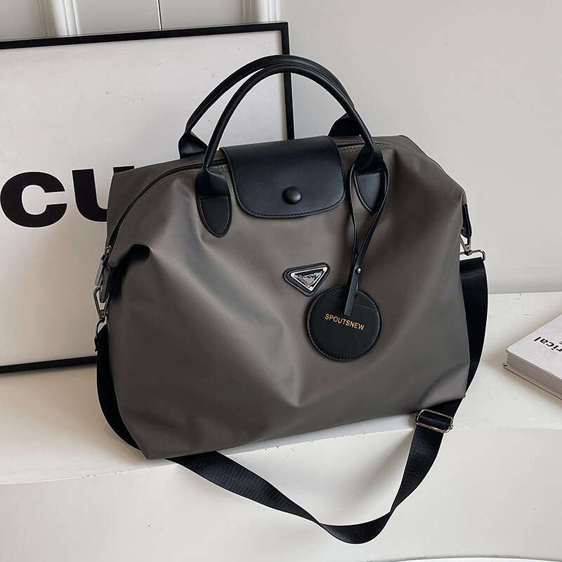 Canvas Duffle for Women - Large Capacity Travel Handbag with Leather Trim, Luxury Weekender Overnight Bag