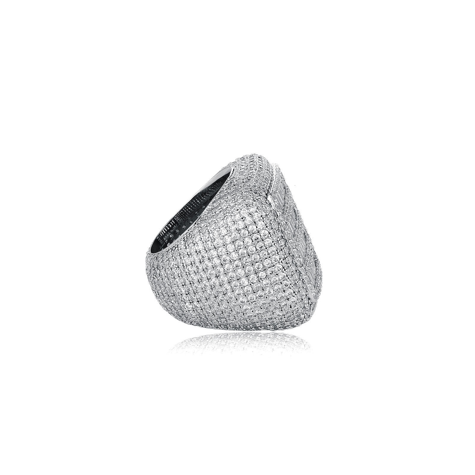 Sparkling Baguette Cut 925 Silver Rings For Men 18K Gold Plated Square Hugu Ring Male Hip Hop Punk Wedding Jewelry 251111