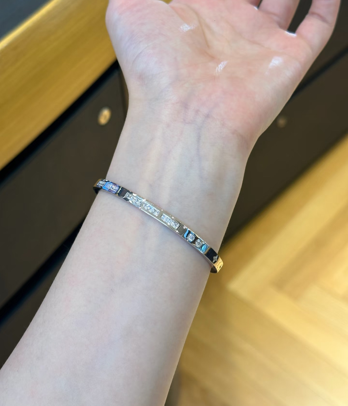 Apmmonaco Jewelry Designer Luxury Woman Men Luxe Bangle Morse Code For Couples In Rose And White Gold Two Tone Bracelet - view 8