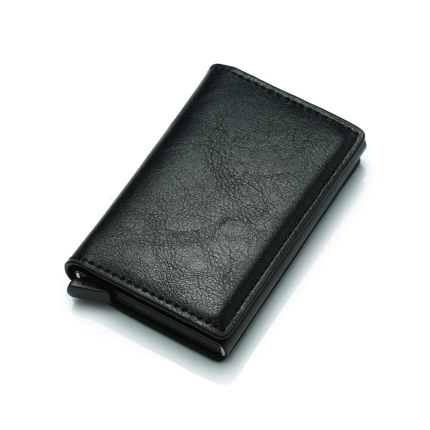 Men Wallet Credit Card Holder Leather Bank Card Wallet Double Metal Box Cards Holder Purse