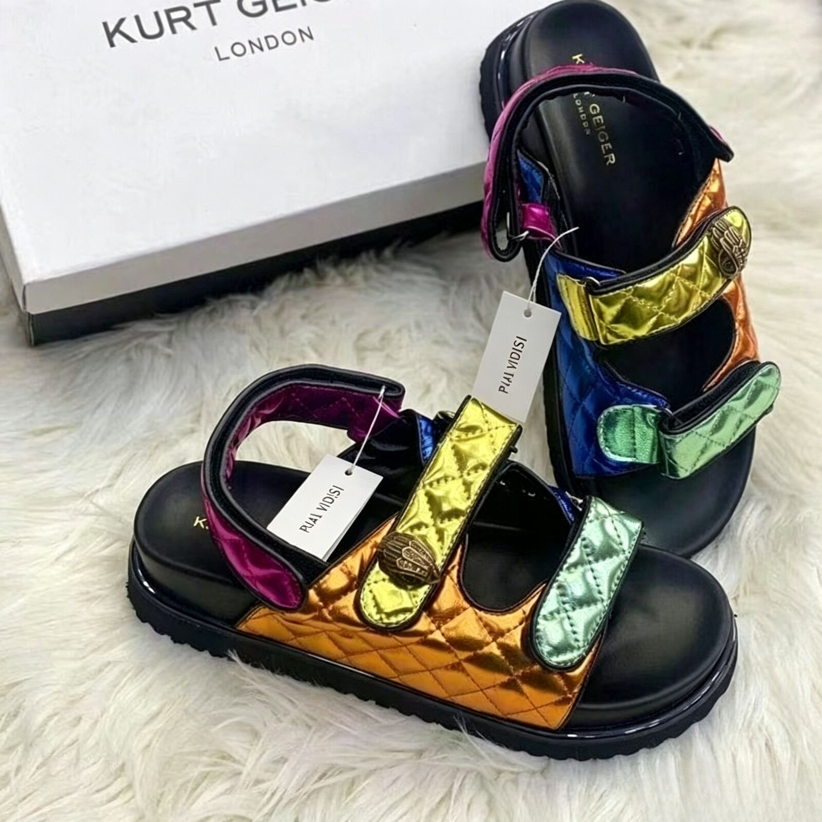 Designer shoe European and American Style New Round Toe Velcro for Women, Large Size, Colorful Thick-Soled Beach Sandals
