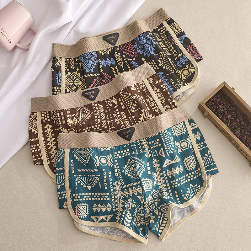 High End Designer Retro Ethnic Style Mens Underwear Amaya Pure Cotton Breathable Skin Friendly Sports Elastic Waist Comfortable Casual Daily Wear Fash