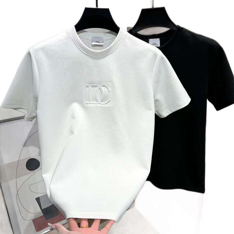 Luxury Designer 2026 Early Spring New Trendy Solid Color Round Neck Simple Embossed Plain T-shirt With Short Sleeves, Fashionable Men's Clothing 