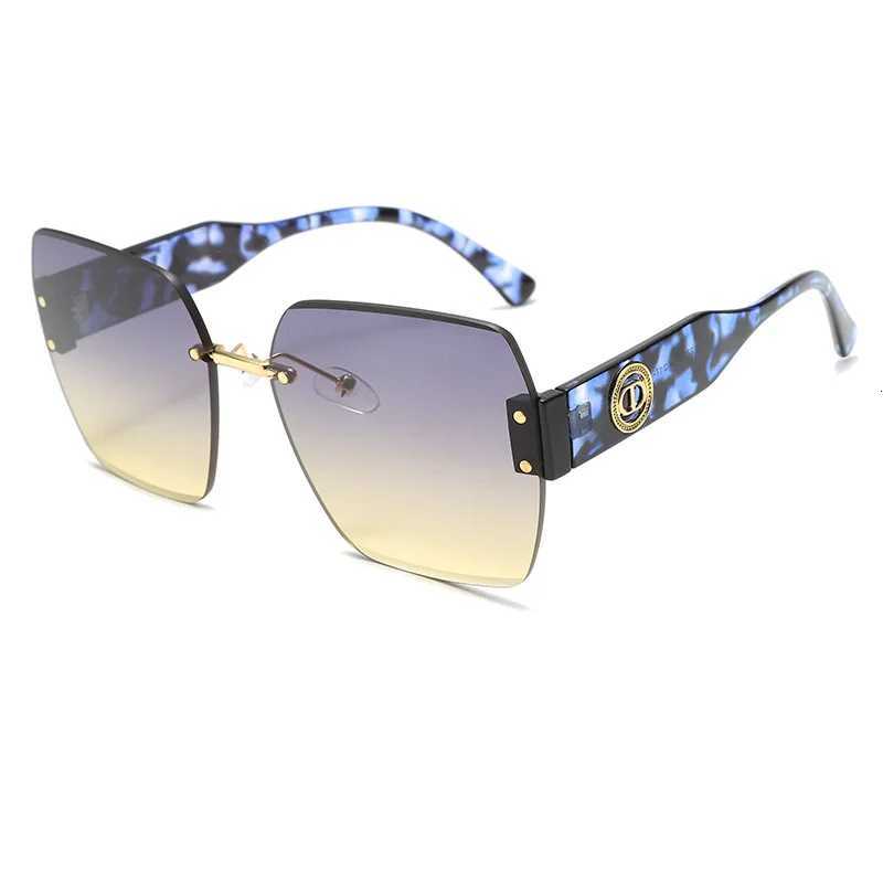 New fashion high value rimless trimmed sunglasses female male ins elegant big frame tide sunglasses round face street glasses Z260506