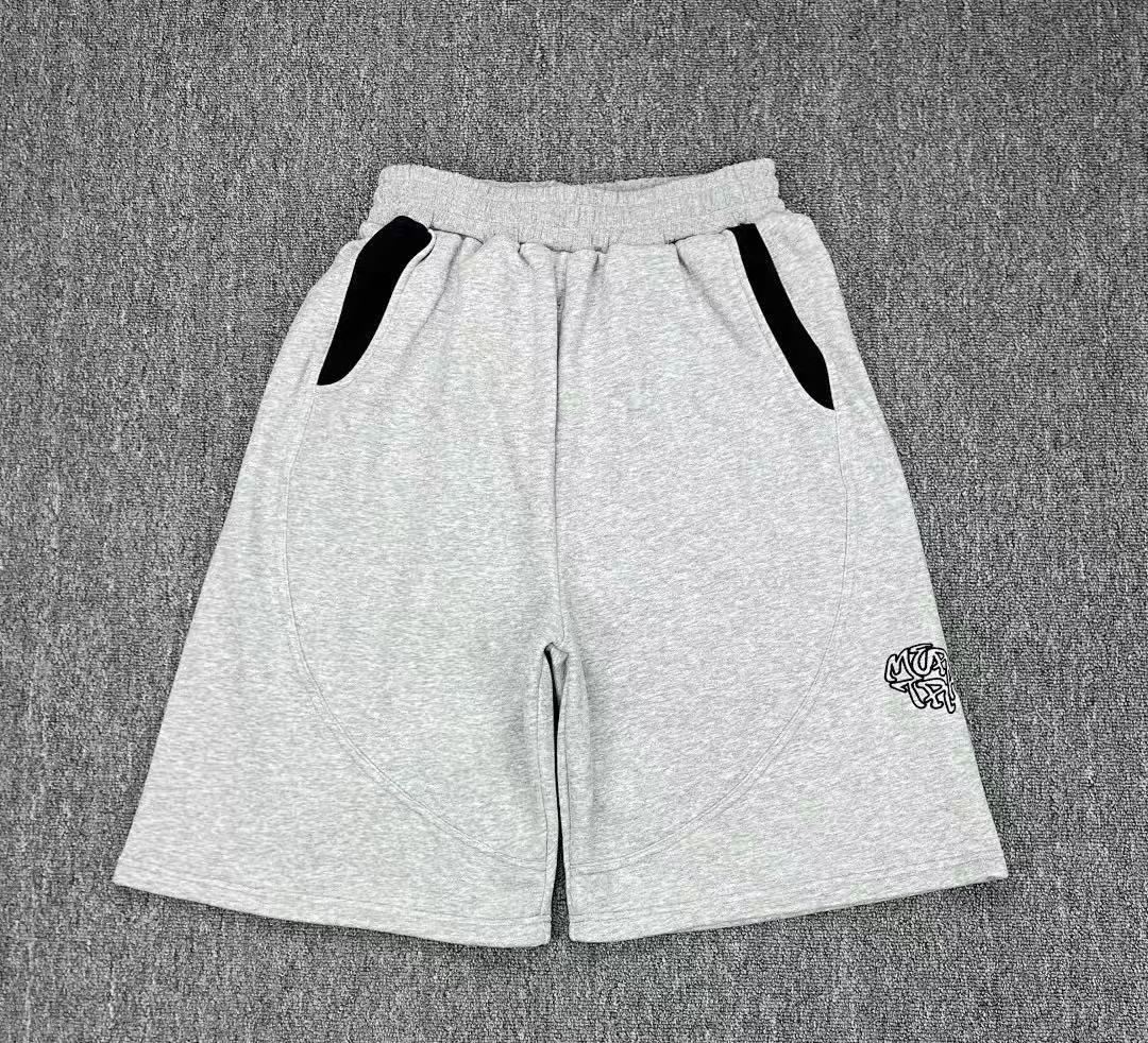 Men's Shorts Black and White Color-block Embroidered Hip-hop Shorts, Cotton Breathable Y2K Knee-length Shorts