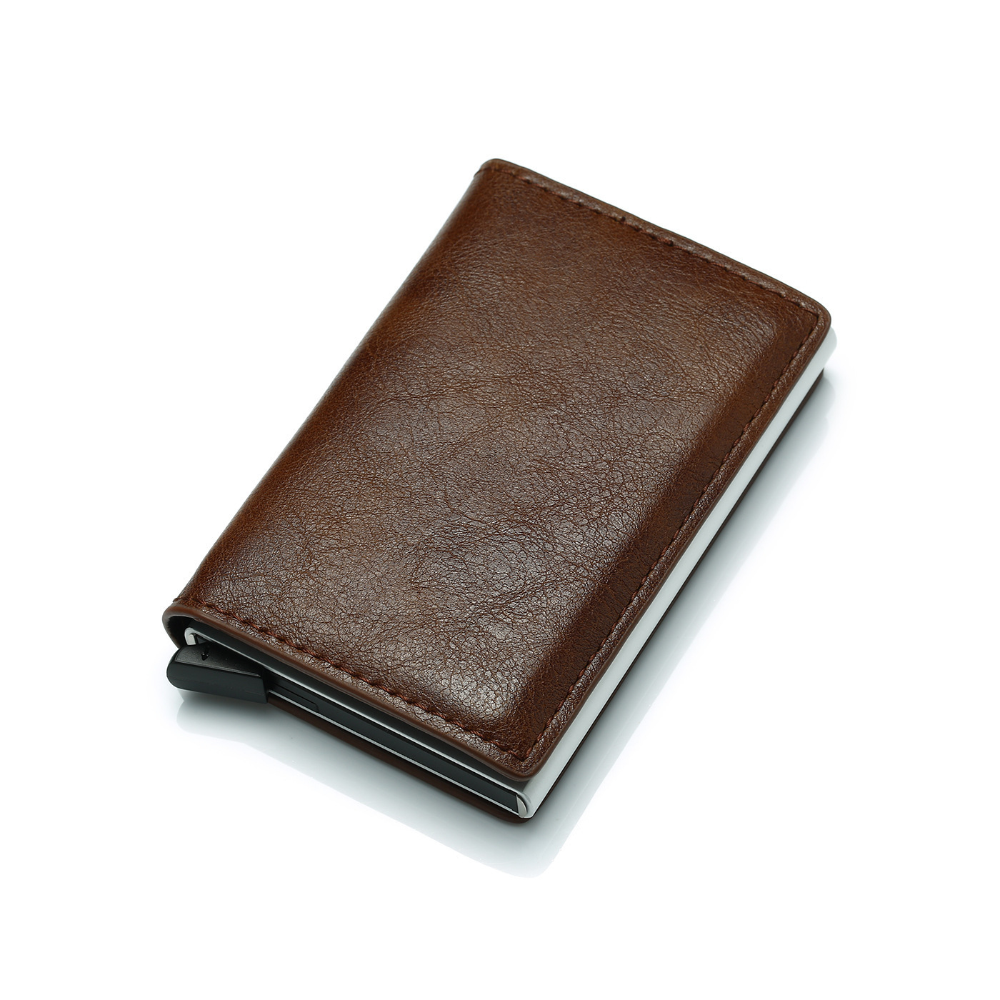 Men Wallet Credit Card Holder Leather Bank Card Wallet Double Metal Box Cards Holder Purse