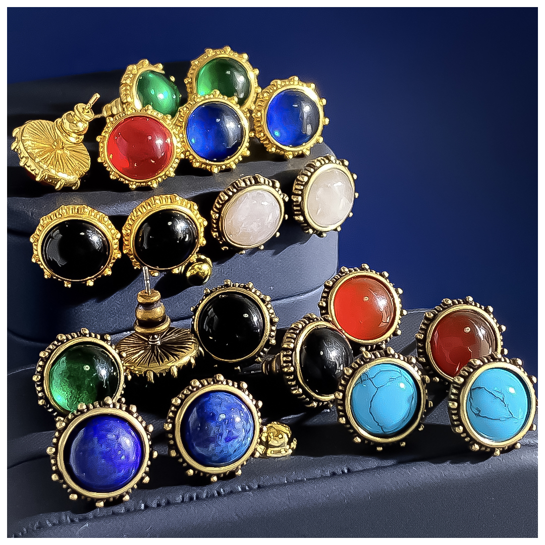 Designer Earrings Women Vintage Retro Court Gemstone Brushed Sunflower Shape Stud Earrings Luxury Jewlery Designer for Women Timeless Elegant Statemen