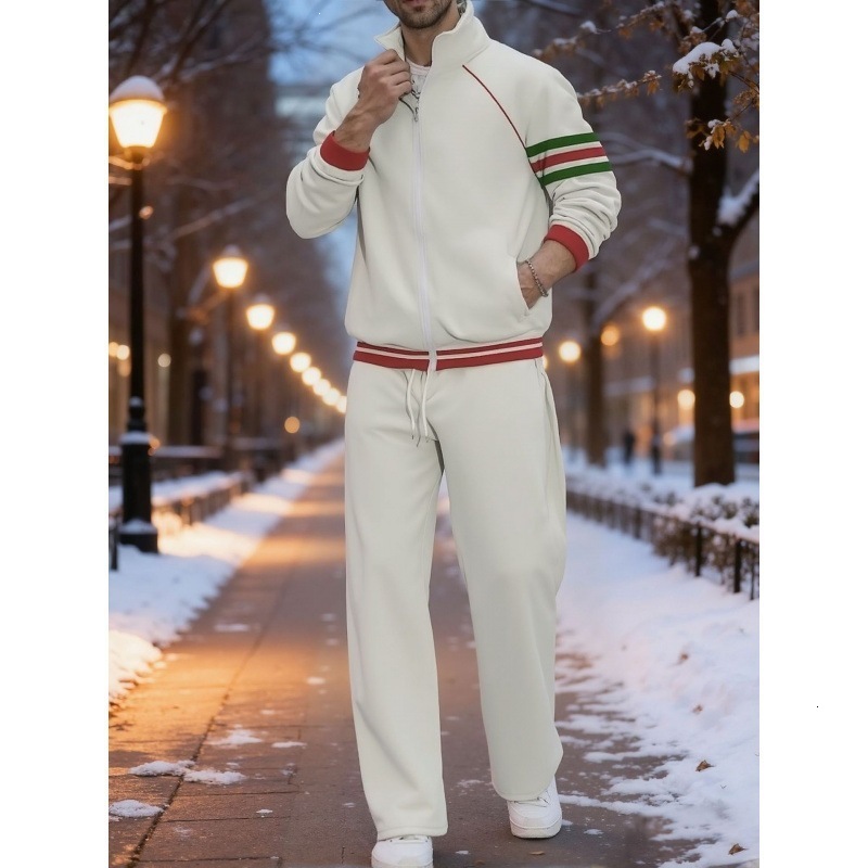 2026 Mens Zipper Jacket and Pants Casual Sports AutumnWinter Suit Summer Tech Print 260227