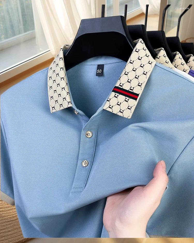 Mens Polos 2026 Summer Short Sleeved Solid Color Polo Shirt Comfortable Wrinkle Resistant Breathable Casual High-quality T-shirt