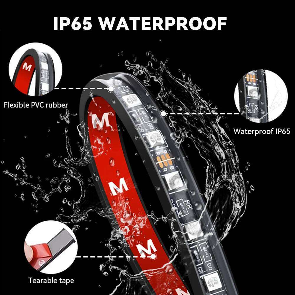 LED Car Interior Ambient Foot Light with USB Wireless Remote Music App Control Auto RGB Atmosphere Decorative Lamps - view 6