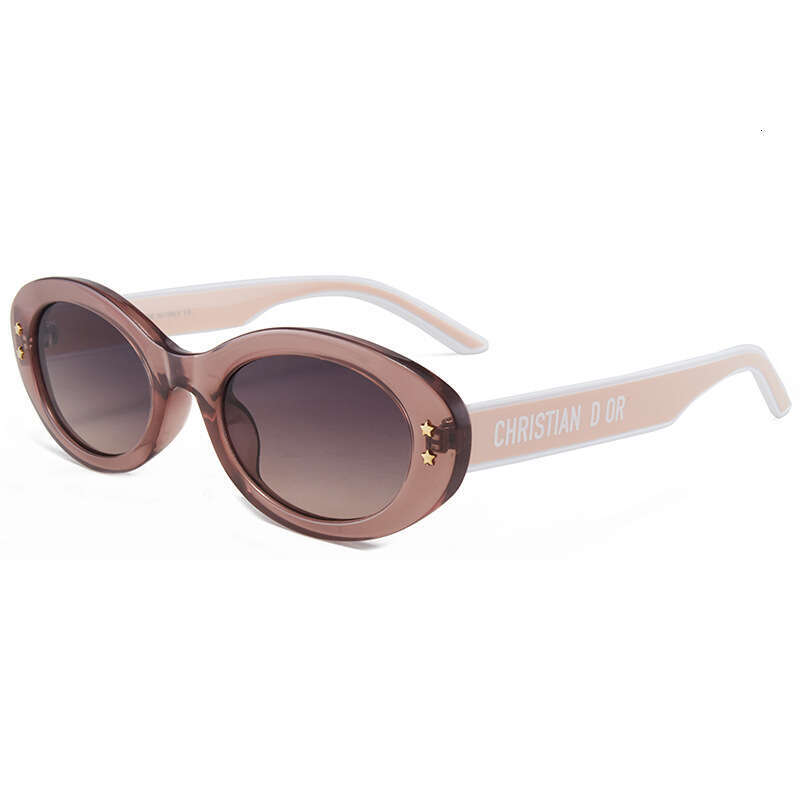 Designer D-Style Retro Oval Sunglasses Rice Stud Flat Lens UV400 Unisex Eyewear