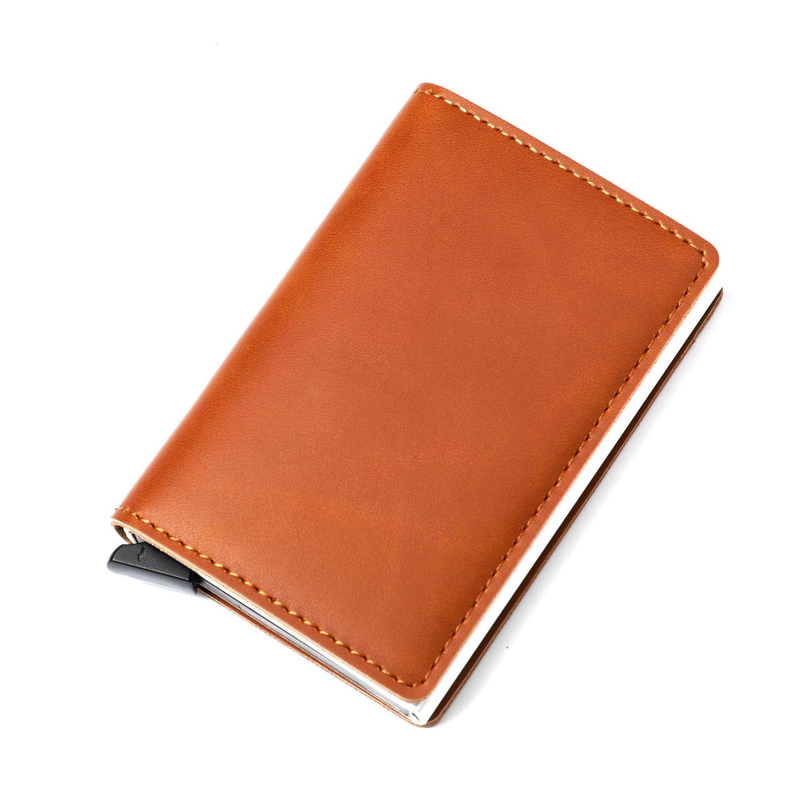 Men Wallet Credit Card Holder Leather Bank Card Wallet Double Metal Box Cards Holder Purse
