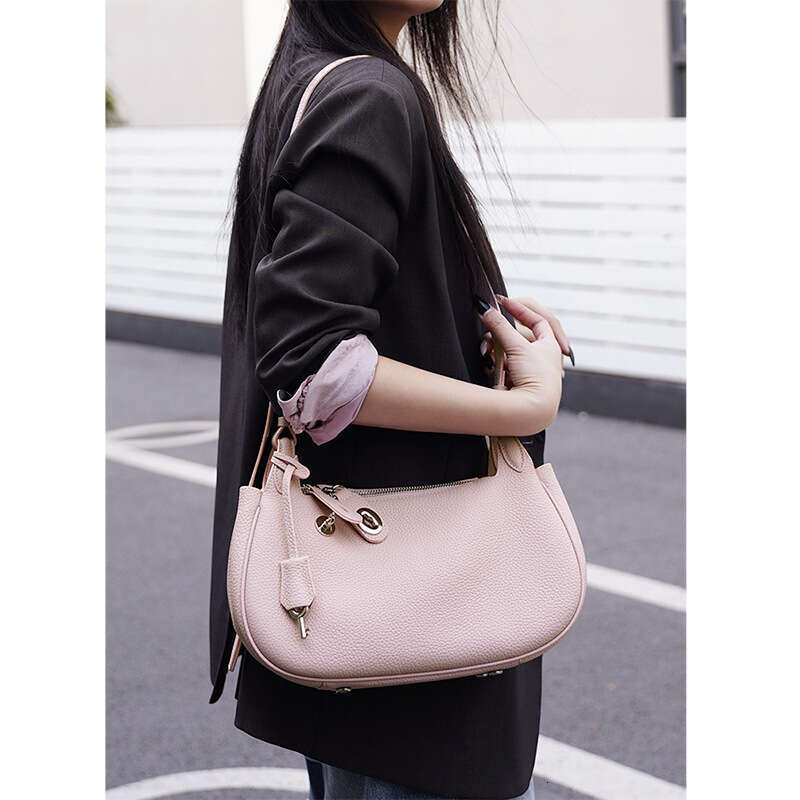 Spring Korean Style Trendy Fashion Crescent Exquisite Genuine Leather Commuting Shoulder Crossbody Niche Underarm Bag For Women SENYY