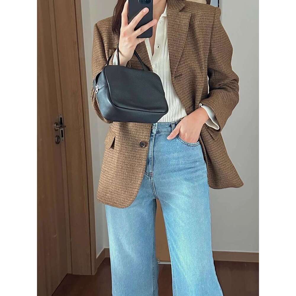 New AE Tofu Cross Border Japanese Style First Layer Cowhide Simple Small Square Bag Commuter Shoulder Crossbody Handbag SENYY