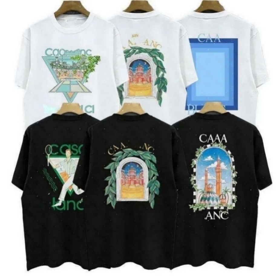 CasasBlancamen shirts Mens Designer Pure Cotton Tshirt Crew Neck Shirt Shorts Set Vintage Sweater Loose Short Sleeve Men Shirts b23