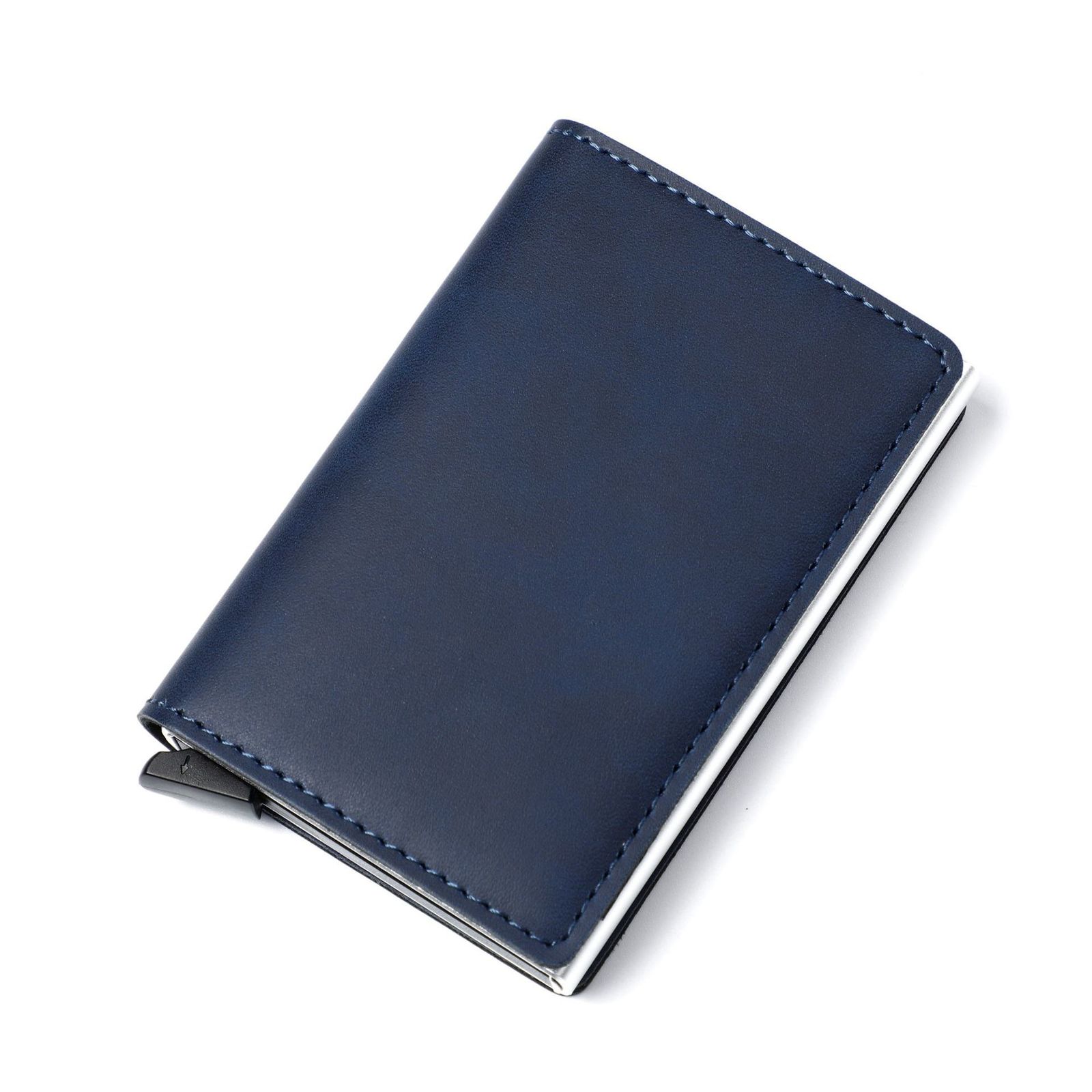 Men Wallet Credit Card Holder Leather Bank Card Wallet Double Metal Box Cards Holder Purse