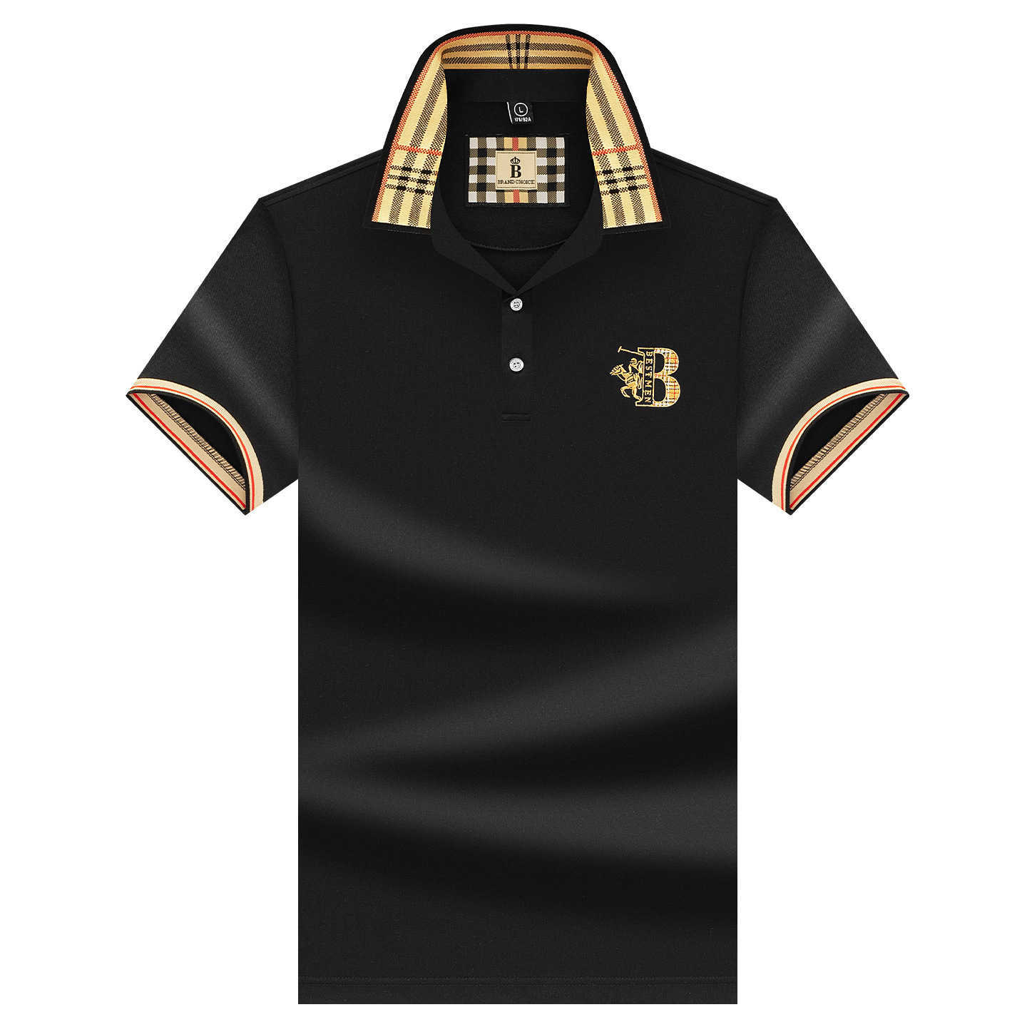 Alihu Mens Summer New Paul Brand Loose Embroidered Short Sleeve T-Shirt Mens Business Turn-down Collar Polo Shirt
