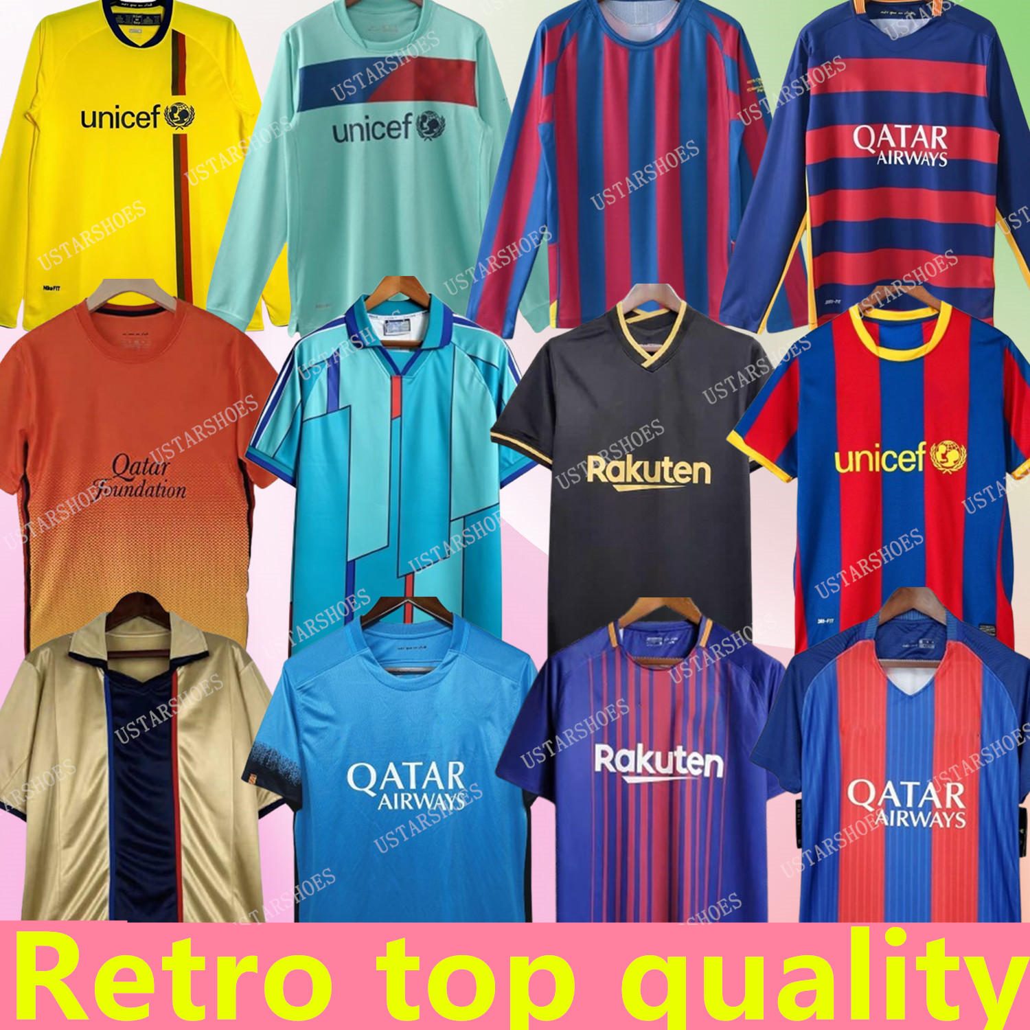 Retro jerseys 95 96 97 01 02 03 04 05 06 07 08 09 10 11 13 14 15 16 Barcelone Ronaldo XAVI RONALDINHO NEYMAR JR MESSI classic Camiseta de futbol 99 Barcelonas football shirts