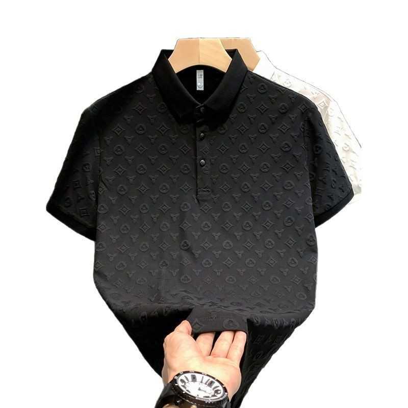 Versatile Jacquard Polo Shirt for Men Short Sleeve Ultra-thin Summer New Fashionable Stylish Solid Color Trendy Casual Shirt Top