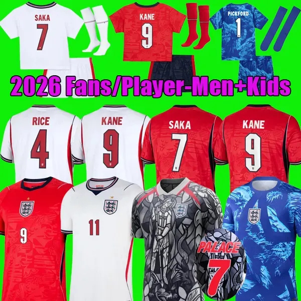 26 27 World Cup 2026 England Shirt 25 2025 BELLINGHAM Football kits Soccer Jersey RASHFORD KANE SAKA RICE FODEN National Team Kid Women Men Kids Kit