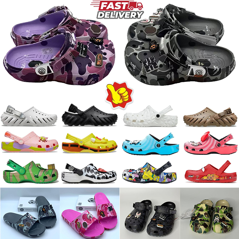 Free shipping designer Slippers crocsandals famous women men slides slippers beach waterproof shoes buckle outdoors triple black white sandal