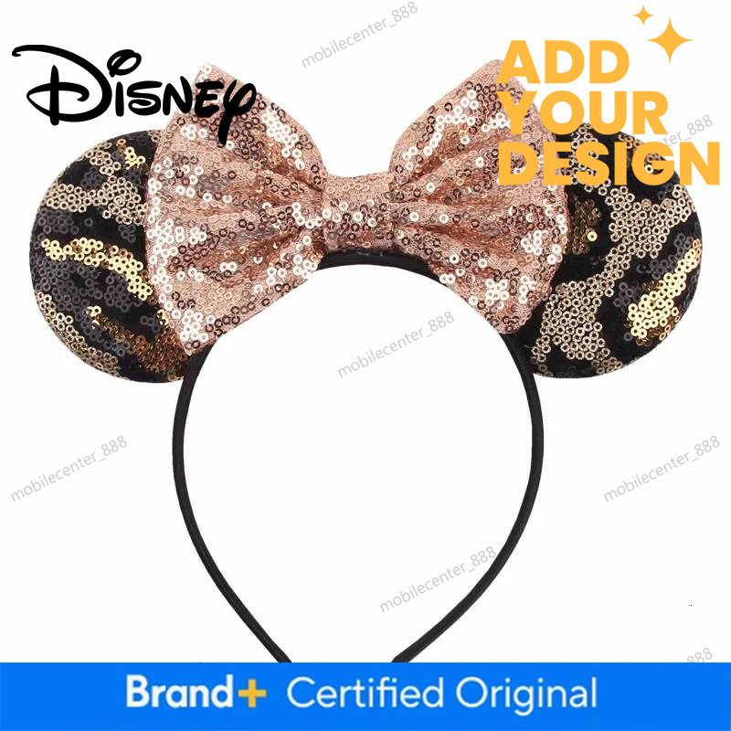 Designer Disney Disney Leopard Print Headband Mickey Mouse Ears Headbands For Girls Kid Women Party Sequins Bow Hair Accessories Adult Hairbands Luxur