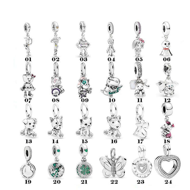 Luxury Designer Charms for Bracelets White Copper Silver Plated Robot Animal Cute Bear Dog Baby Bottle Pendant DIY Beads