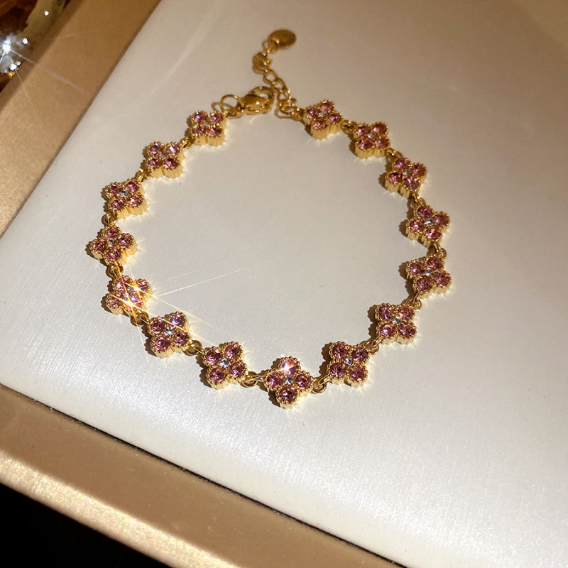 Shiny diamond-studded floral bracelet, elegant and luxurious, sophisticated jewelry for women - view 7