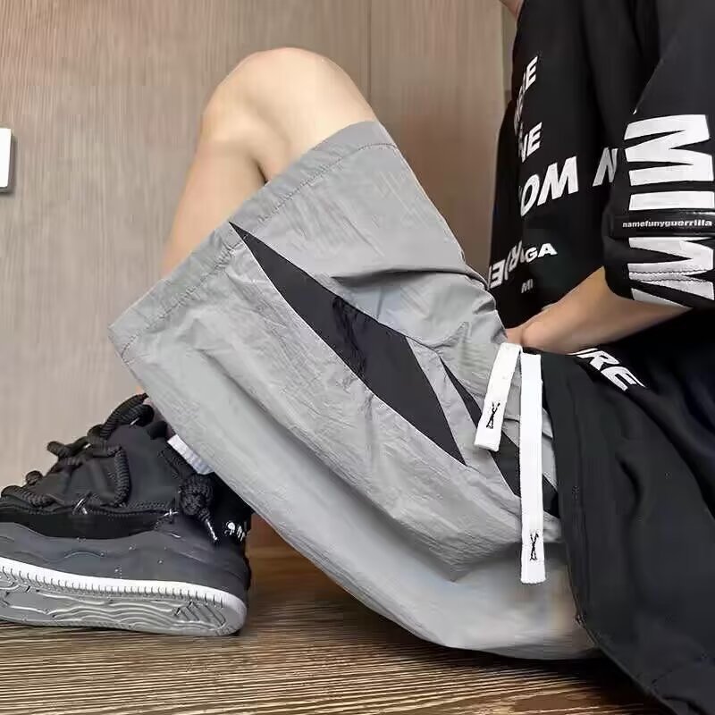 Men's Summer Casual Shorts, Ice Silk Breathable Quick-Drying Thin Loose Streetwear Sports Running Beach 5 Inch Shorts