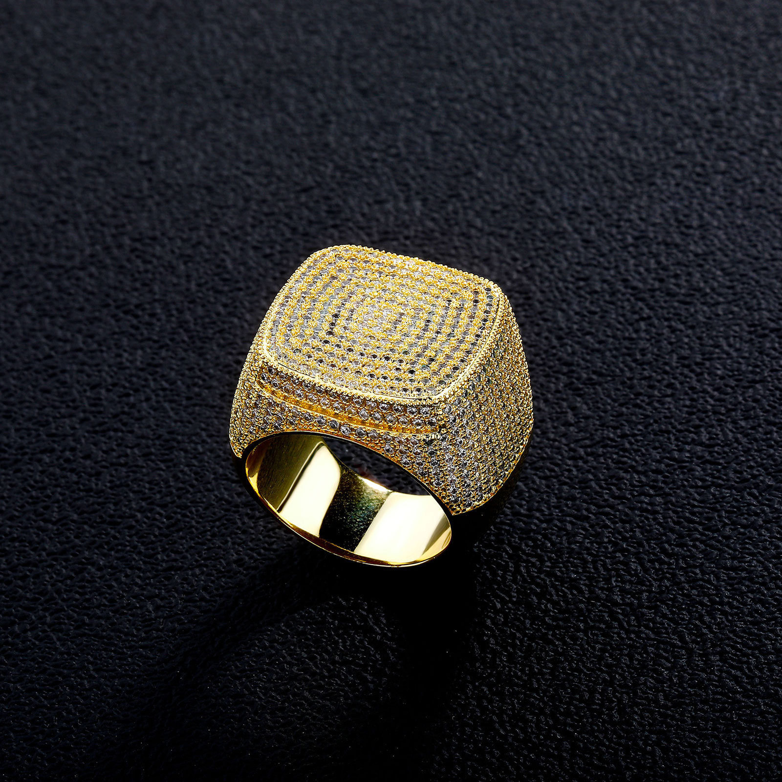 Sparkling Baguette Cut 925 Silver Rings For Men 18K Gold Plated Square Hugu Ring Male Hip Hop Punk Wedding Jewelry 251111